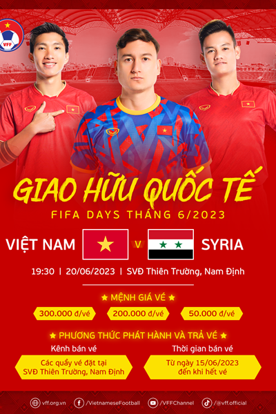 Mở bán vé trận giao hữu Việt Nam – Syria - Anh 1