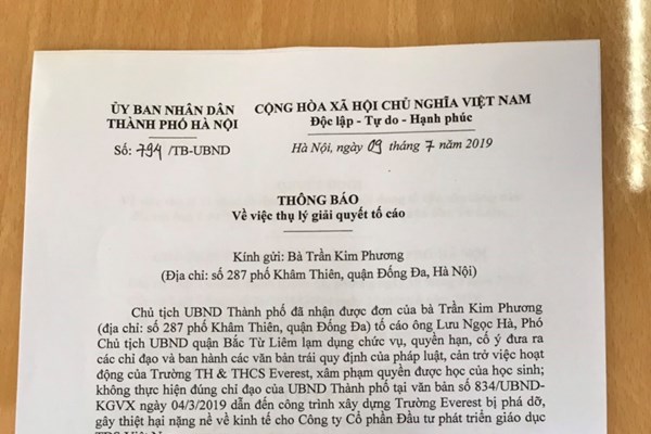 Thanh tra Hà Nội xác minh Phó Chủ tịch quận Bắc Từ Liêm bị tố cáo lạm dụng quyền hạn - Anh 1