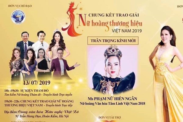 Chính thức hủy chương trình “Nữ hoàng thương hiệu Việt Nam năm 2019” trước 