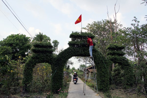 Độc đáo cổng tam quan bằng cây xanh ở huyện An Minh, Kiên Giang - Anh 1