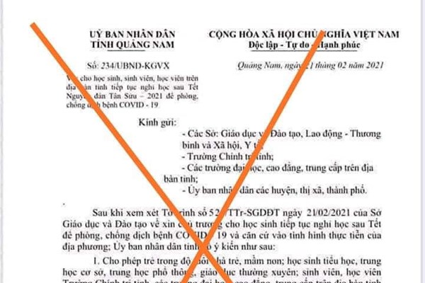 Người làm giả văn bản cho nghỉ học tại Quảng Nam là học sinh lớp 9 - Anh 1