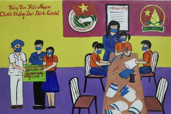 Chiêm ngưỡng tranh thiếu nhi “Vững tin Việt Nam” đóng góp vào Quỹ vắc xin phòng chống Covid-19 - Anh 4