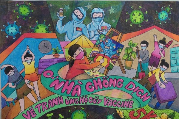 Chiêm ngưỡng tranh thiếu nhi “Vững tin Việt Nam” đóng góp vào Quỹ vắc xin phòng chống Covid-19 - Anh 12