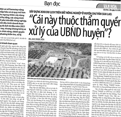 Về bài “Xây dựng khu du lịch trên đất nông nghiệp ở huyện Chư Păh (Gia Lai)”: Đình chỉ hoạt động, yêu cầu hoàn tất các thủ tục - Anh 1