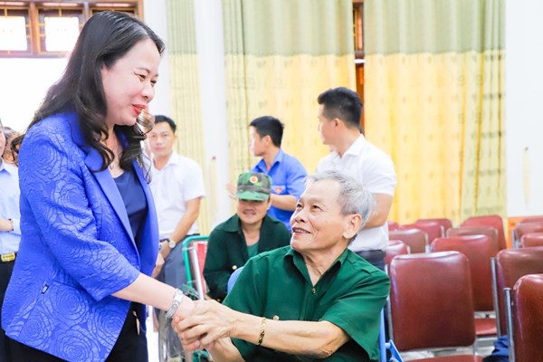 Phó Chủ tịch nước Võ Thị Ánh Xuân thăm, tặng quà thương, bệnh binh tại Nghệ An - Anh 1
