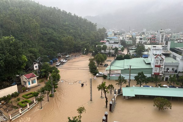 Bình Định: Mưa lớn khiến nhiều nơi ở TP Quy Nhơn chìm trong biển nước - Anh 1