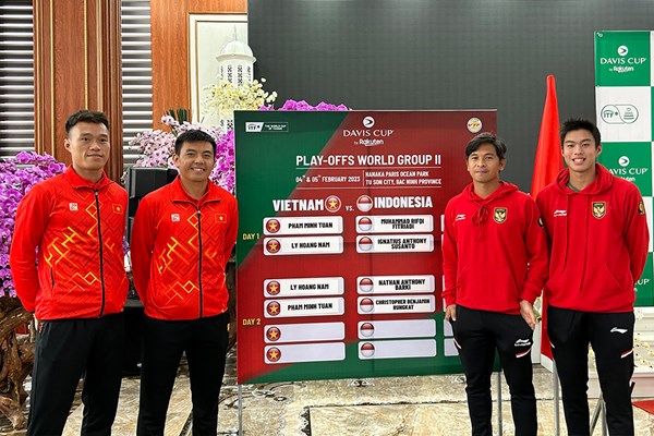 Xác định các cặp đấu giữa Việt Nam và Indonesia tại trận Play-off Davis Cup nhóm II - Anh 3