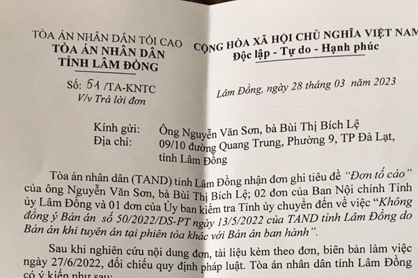 Lâm Đồng: Một Thẩm phán TAND tỉnh bị kiểm điểm xử lý trách nhiệm