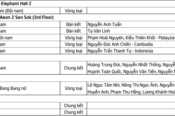 Lịch thi đấu SEA Games 32 ngày 10.5 của Đoàn Thể thao Việt Nam - Anh 4
