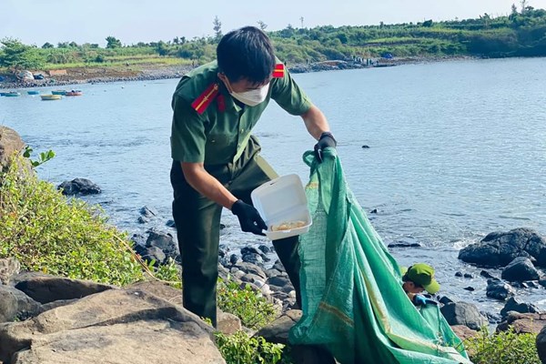 Quảng Ngãi: Thu gom hàng tấn rác làm sạch bãi biển, danh thắng - Anh 5