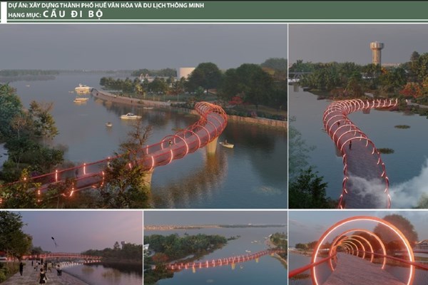 Lấy ý kiến về phương án thiết kế cầu đi bộ nối cồn Dã Viên giữa sông Hương - Anh 1