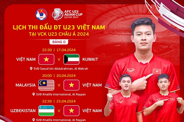 VCK U23 châu Á 2024: Xác định thời gian và địa điểm thi đấu của U23 Việt Nam - Anh 1