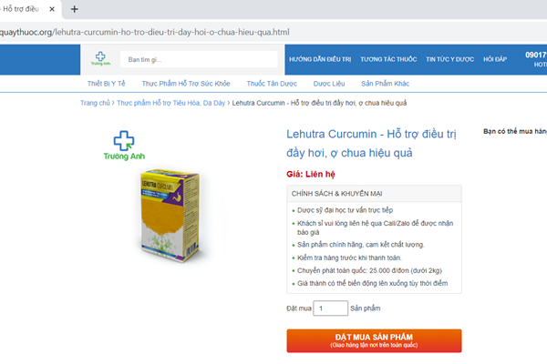 Cảnh báo sản phẩm Lehutra-Curcumin vi phạm quy định về quảng cáo thực phẩm - Anh 1