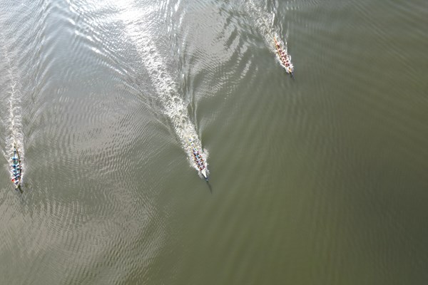 Hấp dẫn giải đua thuyền truyền thống Bình Ðịnh tại hồ sinh thái - Anh 1