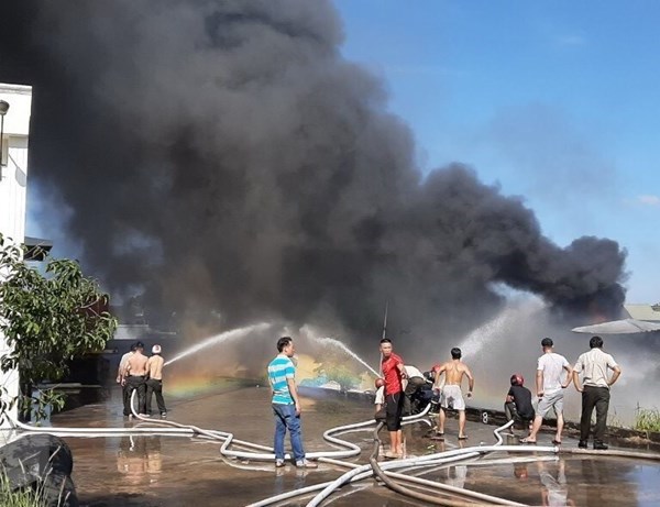 Bình Dương: Kịp thời dập tắt đám cháy tại công ty sản xuất mút xốp - Anh 1