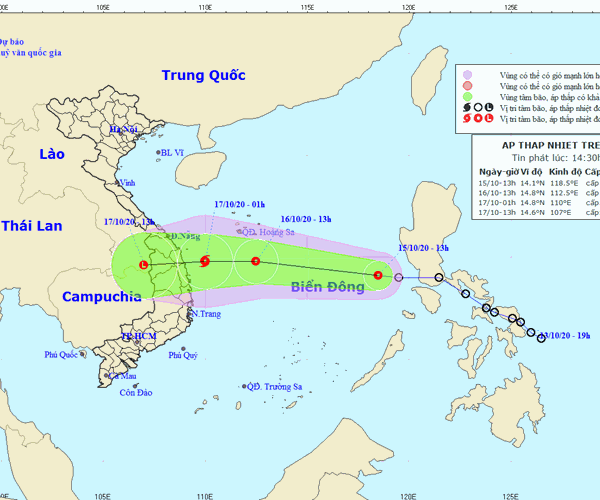 Áp thấp nhiệt đới hướng vào vùng biển từ Đà Nẵng đến Phú Yên - Anh 1