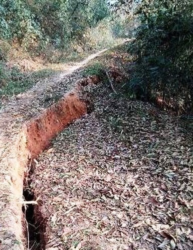 Nghệ An: Xuất hiện vết nứt lớn trên đồi uy hiếp an toàn tính mạng hàng chục hộ dân - Anh 1
