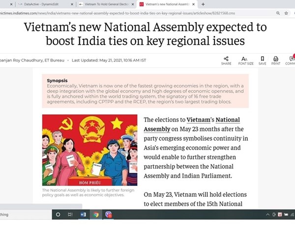 Truyền thông Ấn Độ đánh giá cao công tác chuẩn bị bầu cử của Việt Nam - Anh 1