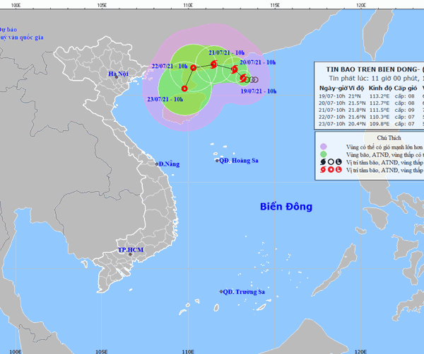 Áp thấp nhiệt đới trên Biển Đông đã mạnh lên thành bão số 3 Cempaka - Anh 1