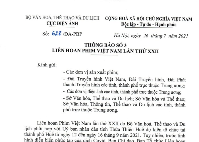 LHP Việt Nam lần thứ XXII nhận hồ sơ đăng ký phim tham dự đến ngày 15.8 - Anh 2