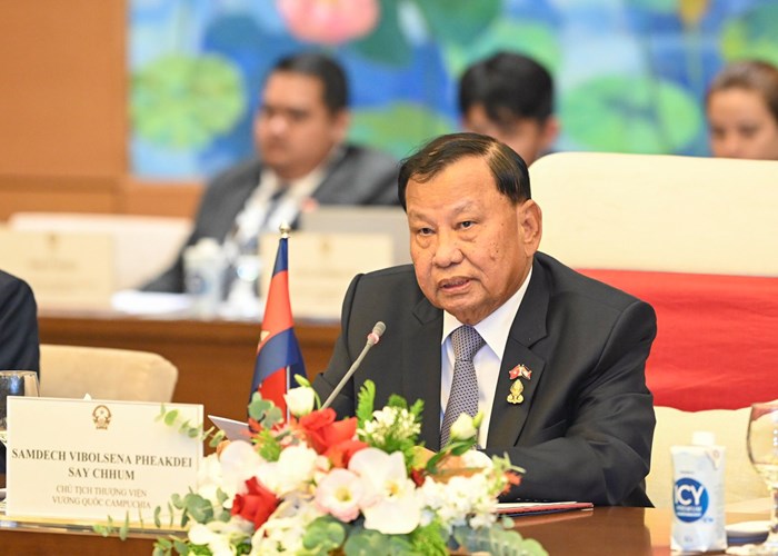 Chủ tịch Quốc hội Vương Đình Huệ hội đàm với Chủ tịch Thượng viện Vương quốc Campuchia - Anh 3