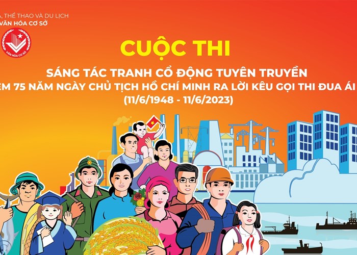 Sáng tác tranh cổ động tuyên truyền 75 năm Ngày Chủ tịch Hồ Chí Minh ra Lời kêu gọi thi đua ái quốc - Anh 1