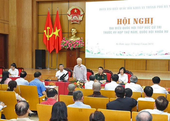 Tổng Bí thư Nguyễn Phú Trọng tiếp xúc cử tri tại Hà Nội - Anh 3