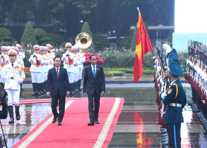 Chủ tịch nước Võ Văn Thưởng chủ trì lễ đón Tổng thống Indonesia Joko Widodo - Anh 1