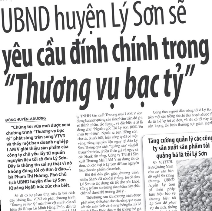 UBND huyện Lý Sơn chính thức yêu cầu VTV3 và Công ty I AM V đính chính - Anh 1