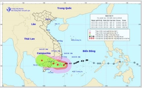 Chiều nay, tâm bão số 9 ngay trên vùng biển từ Ninh Thuận đến Bến Tre - Anh 1
