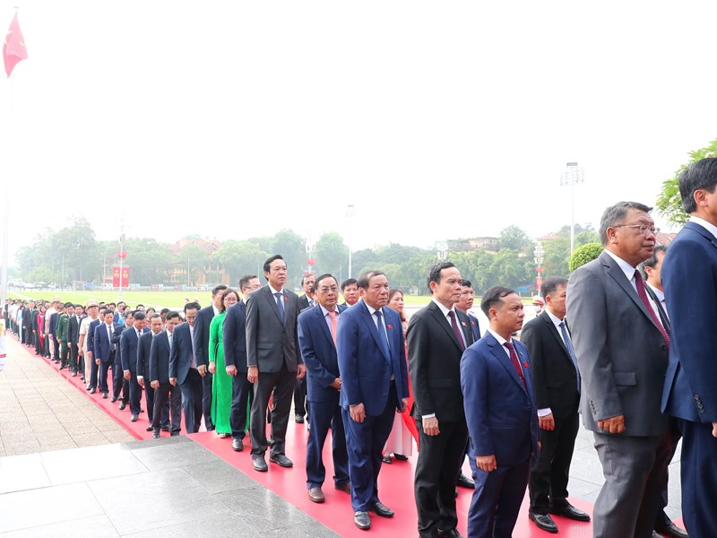 Lãnh đạo Đảng, Nhà nước, đại biểu Quốc hội vào Lăng viếng Chủ tịch Hồ Chí Minh - Anh 5