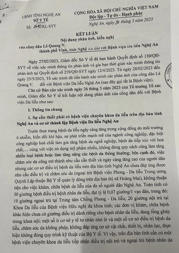 Phát hiện hàng loạt sai phạm tại Bệnh viện Da liễu Nghệ An - ảnh 1