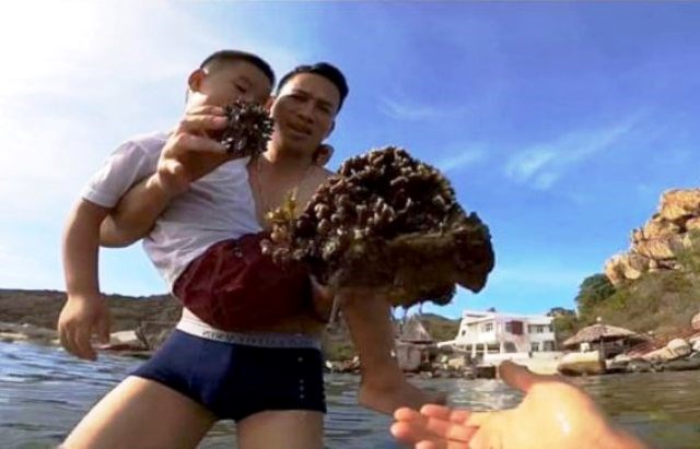 Ninh Thuận: Lập biên bản đối với hướng dẫn viên bẻ san hô, hủy hoại môi trường du lịch ở Hang Rái - ảnh 1
