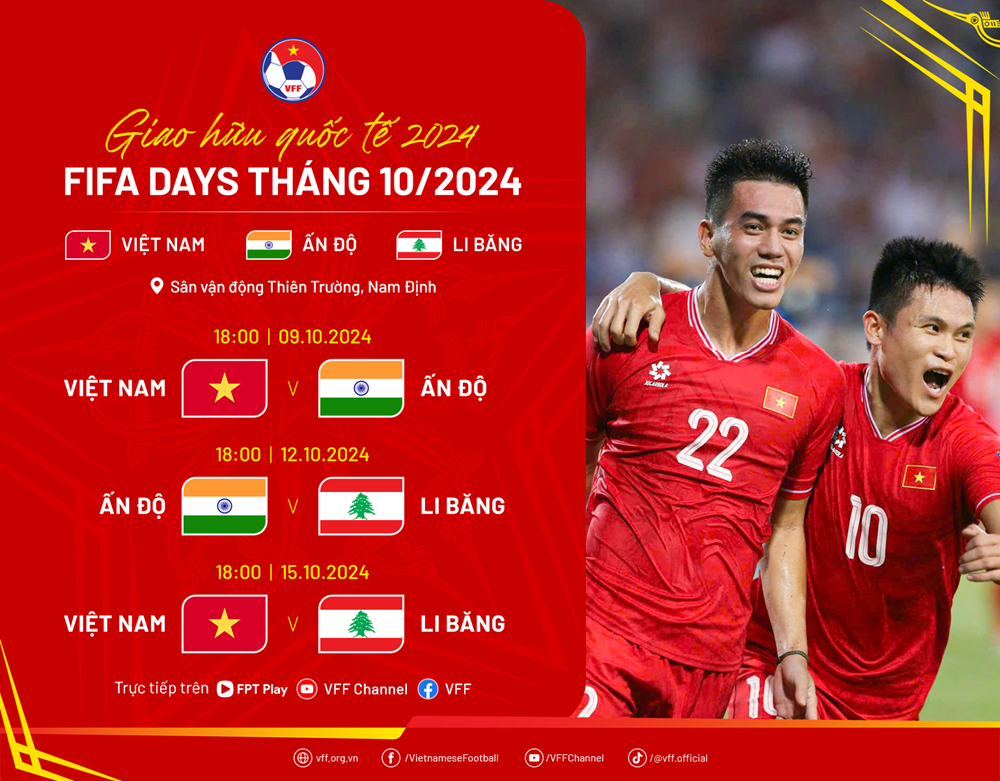 Đội tuyển Việt Nam đá với Li Băng và Ấn Độ trong dịp FIFA Days tháng 10.2024 - ảnh 2