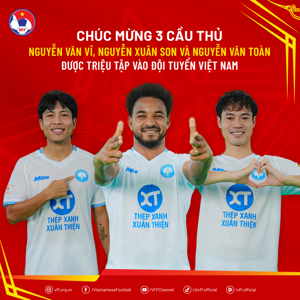 Tuyển Việt Nam bổ sung thêm 3 cầu thủ của Nam Định, chuẩn bị cho ASEAN Cup 2024