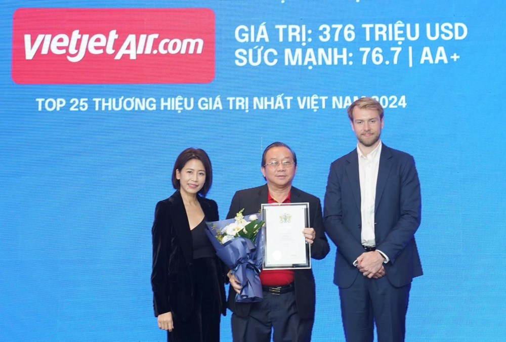 Vietjet trong top 25 thương hiệu giá trị nhất Việt Nam năm 2024