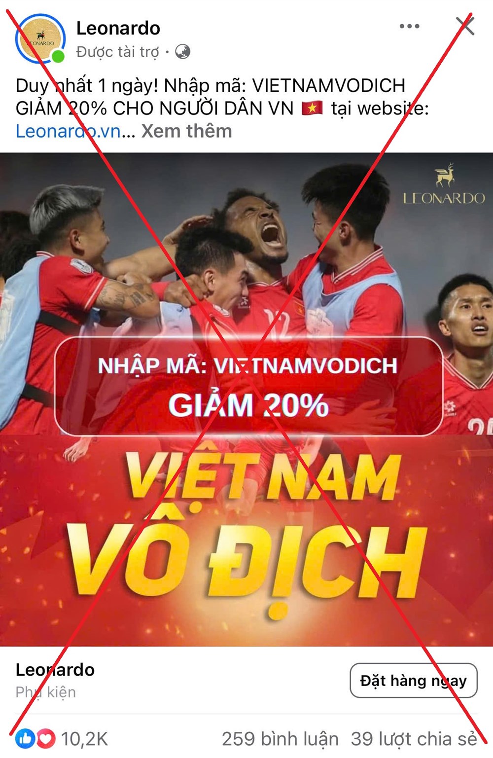 Leonardo sử dụng trái phép hình ảnh đội tuyển Việt Nam để quảng cáo và trục lợi? - ảnh 2