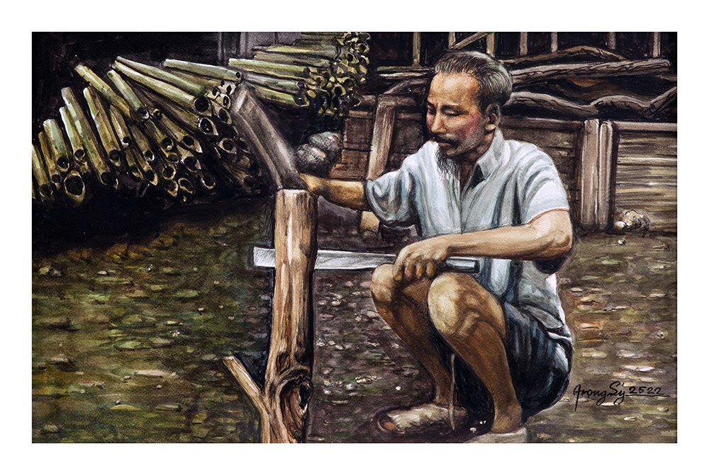 55 tác phẩm đặc biệt từ “Tấm lòng của họa sĩ Việt kiều với Bác Hồ” - ảnh 7