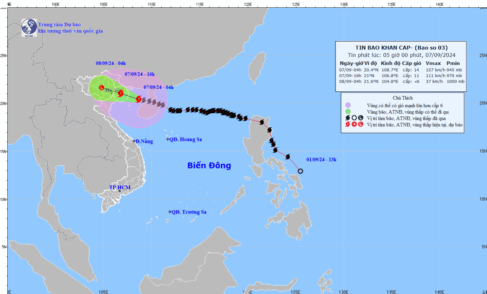 Hôm nay, bão số 3 đổ bộ các tỉnh Bắc Bộ - ảnh 1