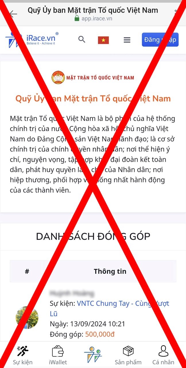 Không chuyển tiền vào những tài khoản giả mạo MTTQ Việt Nam  - ảnh 1